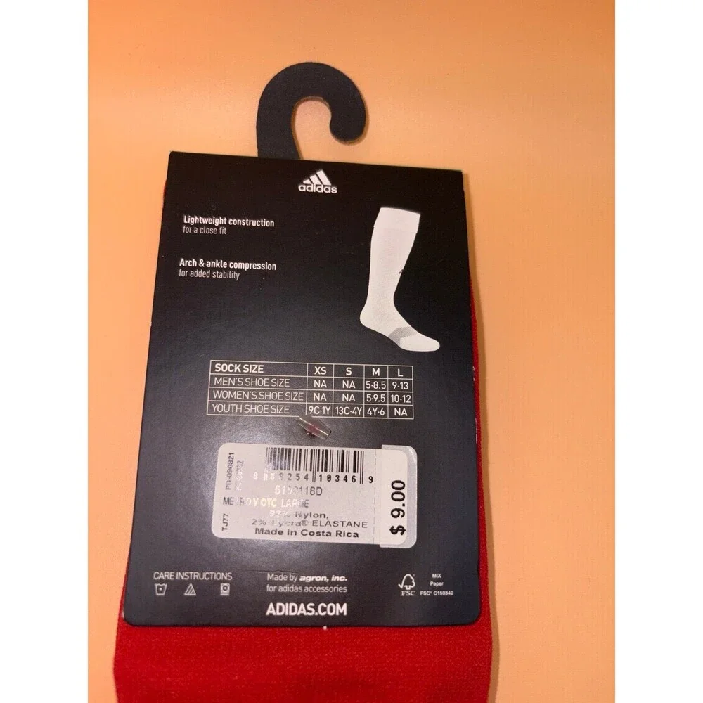 adidas Metro Soccer Socks‎ Power Red 1 Pair Large NEW